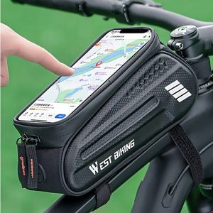 TEMU 1개 하드 쉘 자전거 가방 터치스크린 휴대폰 홀더 포함, 대용량 산악 및 로드 바이크 장비