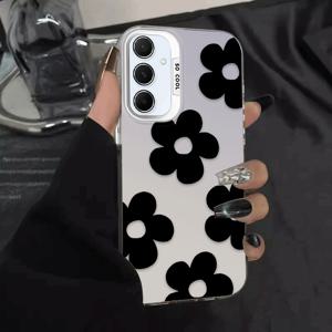 TEMU 휴대폰 케이스 - 삼성 갤럭시 S25 S24 S23PLUS S22Ultar S21FE S20 5G S10 A72 A71 A70 A55 A54 A53 A51 A30S A36 A35 A34 A33 A26 A25 A23 A22 A21S A16 A15 A14 A04S A13 A12 A05 A04 남성용 플로럴 블랙 프린트 휴대폰 케이스