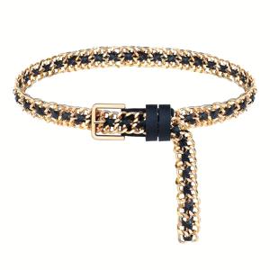 TEMU 1개 여성용 Y2K 스트리트웨어 골드 체인 & 벨트 - 헤비듀티 메탈릭 체인 링크 벨트, 청바지, 드레스, 웨딩, 파티용 - 데이트, 데일리웨어에 다용도 - 사이즈 (사이즈 미포함) - 패션 액세서리