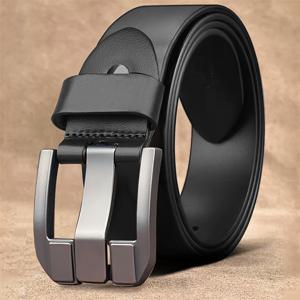 TEMU 첫 번째 남성용 스플릿 가죽 소가죽 투레이어 벨트, 실버 합금 버클, 패셔너블 스타일, 다양한 사양과 사이즈로 선택 가능한 남성 액세서리