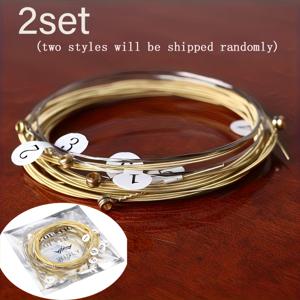 TEMU 2세트 어쿠스틱 기타 연습용 스트링 - 라운드 와운드, 광택 표면, 내구성과 부드러운 연주, 톤과 컨트롤 향상, 초보자 및 고급 연주자에게 적합, 기타 액세서리, 어쿠스틱 기타 업그레이드, 스타일리시한 스트링 디자인, 니켈 도금 스트링, 내구성 있는 스트링 구조, 스튜디오 연습용, 라운드 와운드 스트링, 어쿠스틱 기타리스트용