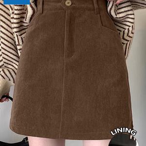 TEMU 여성 가을/겨울 레트로 코듀로이 숏 스커트, 여성용 하이웨이스트 안감 A라인 스커트, 두꺼운, 다용도, 키높이, 프레피 스타일 트렌디 다용도 숏 스커트