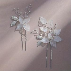 TEMU 2개 세트 요정 투명 꽃머리핀 | 환상적인 웨딩급 머리핀, 시원한 한복/웨딩드레스 스타일링에 어울리는 분위기