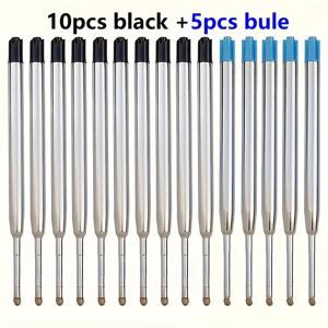 TEMU 15개입 튼튼한 볼펜심 0.7mm 중간 팁 파란색/검은색 듀얼 컬러, 금속 회전식 사무용 문구류에 적합