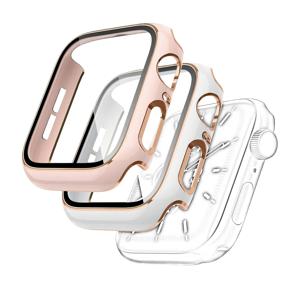 TEMU 애플워치 시리즈 11, 10, 9, 8, 7, 6, 5, 4 및 SE용 투톤 애플워치 케이스 2개 세트. 스타일리시한 컬러 블록, 초박형 스크래치 방지 강화유리, 보호용 블리스터 포장 포함. 남녀공용. 46mm, 45mm, 44mm, 42mm, 41mm, 40mm 사이즈의 iWatch 케이스와 호환. 필수 시계 케이스 액세서리.