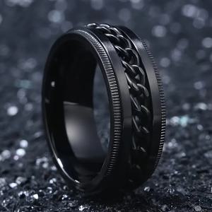 TEMU 남성용 회전형 316L 스테인리스 스틸 웨딩 링, 체인 헤비 인터로킹 체인 디자인, 매끄러운 블랙 모던 주얼리, 데일리 및 포멀웨어, 새해 전야, 크리스마스 선물 - 합리적인 럭셔리 남성 액세서리