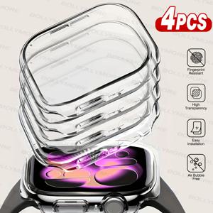 TEMU 애플워치 시리즈 11 10 6 SE 42 46mm 45mm 41mm 40mm 44mm용 강화유리 케이스 4개 세트 + 스크린 보호 커버 액세서리