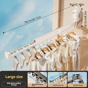 TEMU 다용도 접이식 건조대, 가정 및 여행용, 알루미늄 재질, 드릴 불필요 텔레스코픽 로드, 강력한 흡착판으로 옷 걸이 가능, 호텔 욕실, 발코니 및 벽에 적합, 건조대