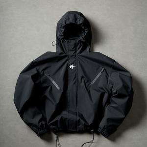 TEMU 남성용 아메리칸 스트리트 후드 탑, 봄/가을 트렌디 브랜드 자수 드로스트링 재킷