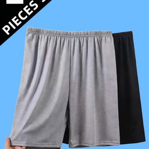 TEMU 남성용 여름 반팔 잠옷 반바지 2종 세트, 얇고 가벼운 빅사이즈 쇼츠, 루즈핏 하이웨이스트 플러스 사이즈 애슬레ต 반바지, 야외 및 실내용 캐주얼 라운지웨어