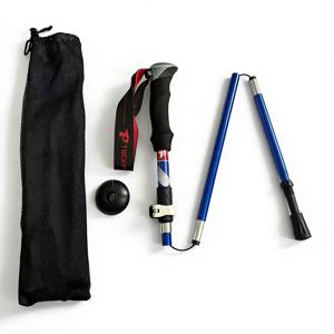 TEMU 초경량 알루미늄 합금으로 제작된 휴대용 트레킹 폴, 블루 아웃도어 하이킹 스틱, 미끄럼 방지 및 내마모성 기능이 있는 등산 장비 (여행용)