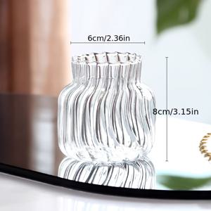 TEMU 투명 유리 화병 1개, 물결무늬 미니 화분, 소프레쉬 수경 재배용 드라이 플라워용 작은 화분, 가정 장식, 거실 장식용 화분 화병 장식용으로 적합