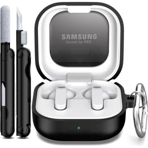 TEMU KEKOA 소프트 실리콘 케이스 (삼성 갤럭시 버드 4/버드 4 프로용), 키체인 및 클리닝 펜 키트 포함, 충격 방지 보호 커버, 블랙