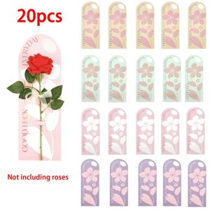 TEMU 20개입 어버이날 선물 단일 장미 (꽃 카드 포함), 손잡이 달린 작은 꽃꽂이 상자, 여성 직원, 선생님, , 어머니를 위한 조화 꽃다발 선물, 용품, 엄마 선물 꽃 카드 장식 (장미 미포함)