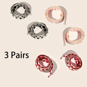 TEMU 3켤레 우아한 하트 모양 납작한 신발끈 - 디테일이 있는 가벼운 끈, 레드 & 디자인, 캐주얼 신발용, 크리스마스 & 추수감사절 장식, 손세탁/드라이 클리닝, 신발 끈, 신발 추가, 장식용 신발 끈