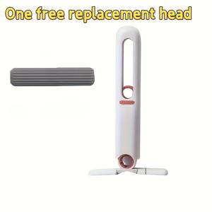 TEMU 홈 클리닝 필수품: 자동 압착 기능이 있는 다기능 미니 걸레 - 휴대용 및 무료 교체용 헤드 포함, 화이트 합성 섬유 청소 도구. 집, 거실, 침실, 가구, 창문 청소에 적합. 창문 청소 도구 | 모던 미니 걸레 | 컴팩트 디자인