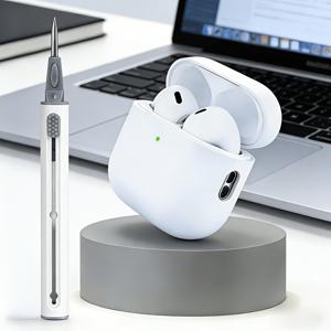 TEMU Airpods Pro 3에 적합한 이어폰 케이스 & 클리닝 펜 2개 세트 (이어폰 케이스 X 1 & 클리닝 펜 X 1), 실리콘 케이스, 순백색 소프트 충격 방지 낙하 방지 보호 커버, 스크래치 방지 이어폰 케이스 클리닝 펜 콤보