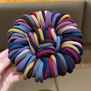 TEMU 여아용 컬러풀 기본 나일론 탄성 헤어 타이 | 포니테일 홀드 곱창 밴드 여성 패션 헤어 액세서리