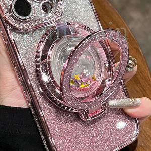 TEMU 세련된 디자인의 새로운 투명 휴대폰 에어백 모바일 액자. 고급스러운 신축성 있는 자석 흡착 기능과 창의적인 글리터 파우더 엔드가 특징입니다.