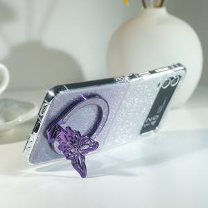 TEMU 폰케이스: 그라데이션 쉬머 루스 파우더 카드보드 전기도금 나비 스탠드 접이식 폰케이스, 갤럭시 Z 플립3 5G, 갤럭시 Z 플립4 5G, 갤럭시 Z 플립5 5G, 갤럭시 Z 플립6 5G 호환