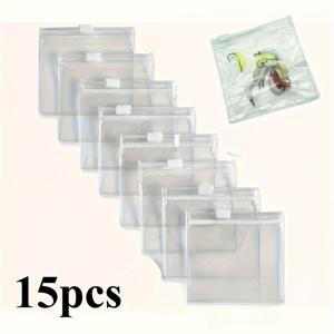TEMU 15/35/45개 투명 재사용 가능한 지퍼백 - 휴대용 플라스틱 보관 가방, 주얼리, 화장품, 사무용품 및 소품용, 광택 표면, 직사각형 모양, 지퍼 잠금, 주얼리 정리 수납, 주얼리 스크롤, 주얼리 롤
