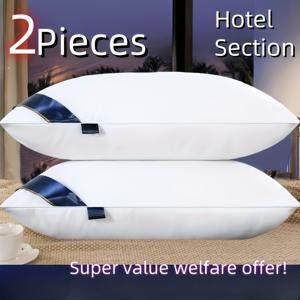 TEMU 고급 퀄리티 베개 2개 세트 - 넥 서포트 기능으로 깊은 수면을 위한 디자인, 사계절에 적합한 고밀도 코어, 저자극성 폴리에스터 커버, 손세탁 가능