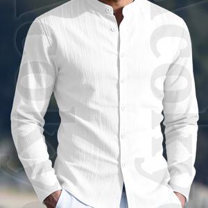 TEMU [Shule Water OBM] 신상 남성용 제품으로, 가벼운 긴팔 셔츠와 티셔츠가 특징입니다. 이 맞춤형 아이템에는 속건성 스탠드업 칼라 버튼 비치 셔츠가 포함되어 있으며, 풀사이드, 휴가에 적합합니다.