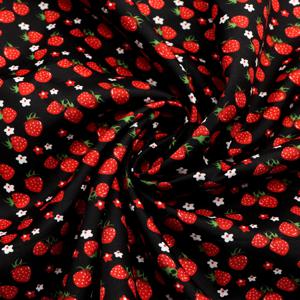 TEMU 1개 부드럽고 내구성이 뛰어난 딸기 꽃 프린트 폴리에스터 원단 | 57