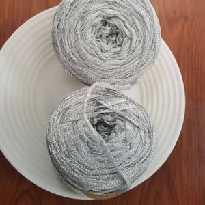 TEMU 5MM 은/금/회색 속이 빈 실 2개 , 100% 폴리에스터 직조 재료. 200G. 손뜨개 및 코바늘 뜨개질 프로젝트에 적합. 인형, 카펫, 스카프, 레이스 및 기타 코바늘 뜨개질 프로젝트