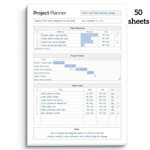 TEMU 1개 플래너 / 프로젝트 추적 플래너 / 시간 진행률 추적 플래너 / 50페이지 찢어서 분리형 플래너 / 자기 계획가, 플래너, 자기 관리자, 개인 정리사용