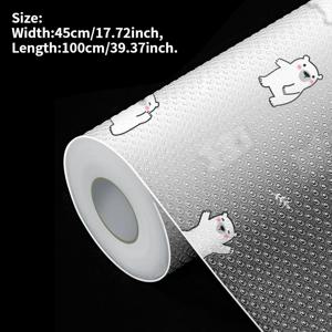 TEMU 1롤, 만화 곰 패턴 반투명 수납장, 서랍, 브라켓 라이너, 방수 기름 방지 미끄럼 방지 선반 매트, 미끄럼 방지 도트 디자인, 길이 100cm/ 39.37인치, 너비 45cm/ 17.72인치, 재단 가능, 주방 수납장, 테이블, 서랍용 선반 라이너
