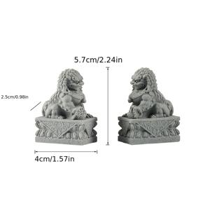 TEMU 수제 중국식 석조 사자 조각상 2개 세트, 빈티지 가정 장식 장식품 - 우아한 탁상용 장식, 거실, 사무실, 책장, 어항, 선 가든, 행운의 부적, 차용품, 석조 조각 예술, 명절 선물, 집들이용으로 적합