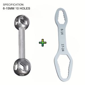 TEMU 고강도 10-in-1 자동 조임 렌치 세트 2개, 자동 조임 장치가 있는 다기능 본드레스켓 및 오픈 소켓 공구, 육각/플랫/별모양 볼트 및 너트와 호환, 가정용, 자동차용, 공장용 수공구 - 금속 (No