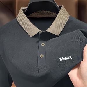 TEMU Volvik 레터 프린트 반팔 폴로 셔츠, 인기 골프 상의, 다양한 상황에 적합한 다용도 및 피부 친화적인 셔츠, 기본 남성 상의, 휴일 선물로 완벽, 다양한 색상으로 제공, 높은 추천度