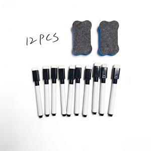TEMU 화이트보드 마커 12개 & 지우개, 검정 잉크가 있는 지워지는 컬러 마커, 필기 펜, 수채화 펜