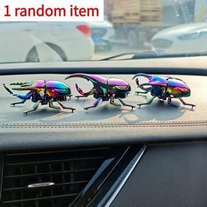 TEMU 3가지 스타일, 랜덤 선택 1개. 멋진 컬러 비틀 모델 장식품, 자동차 대시보드 장식, 곤충 모델 장식, 정원 장식, 홈 장식용. 랜덤 선택 (전원 불필요)