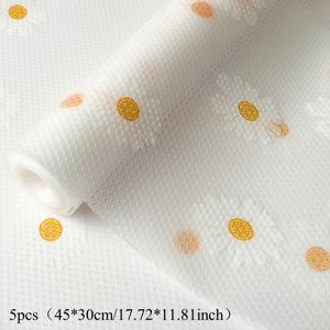 TEMU 5개 방수 냉장고 매트 | 미끄럼 방지, 세탁 가능, 재사용 가능, EVA 소재, 데이지 패턴, 냉장고 및 주방 장식, 서랍, 신발장, 캐비닛 매트, 선반 라이너에 적합