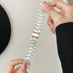 TEMU 20mm 22mm 무지갯빛 투명 시계 밴드 교체용, 삼성 7/6/5/4 40mm 44mm용, 화웨이 워치용, 핏빗용, 가민 워치용, 아너 스마트 워치용, 남성 여성용, 패션 손목 스트랩 생일 휴일 선물