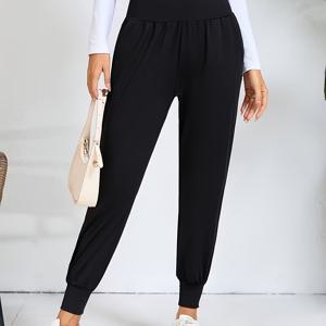 TEMU 하이웨이스트 단색 여성용 바지, 모든 계절에 적합