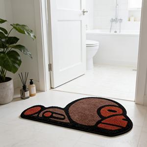 TEMU 인조 캐시미어 900g + 9mm 만화 재미있는 창의적인 원숭이 패턴 플러시 러그, 불규칙한 부드럽고 푹신한 침실 장식 침대 옆 카펫, 모던 거실 러그, 현관 로비 도어매트, 미끄럼 방지 화장실 매트, 놀이 공간, 라운지, 독서 공간 러그