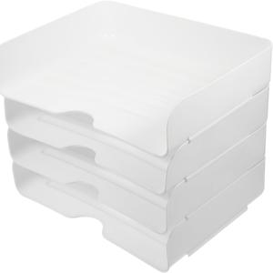 TEMU 4개 세트 스택 가능한 데스크탑 파일 정리함, A4 용지 트레이, 문서 정리용 사무실 책상 정리함, 레터 사이즈 파일 홀더, 책상 수납 박스