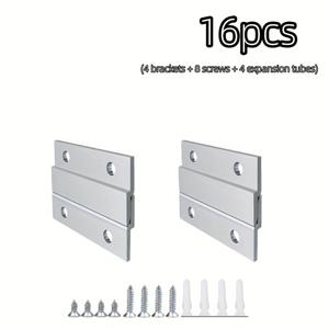 TEMU 16피스 세트(브래킷 4개 + 나사 8개 + 확장 튜브 4개) 프렌치 훅 이젤, 알루미늄 합금 Z-훅 벽걸이 브래킷 키트, 유화, 거울, 예술 작품, 화이트보드, 대형 캔버스 그림용, 못과 나사 포함