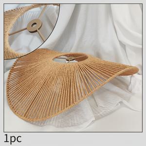 TEMU 직조 라탄 램프 갓, 철제 프레임, 펜던트 조명 커버 (시거지용), 거실 침실 식당 현관 발코니용 수제 천연 위커 행잉 램프 갓