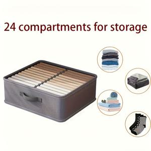 TEMU 24칸 쉬운 관리 나일론 수납 바구니 - 서랍형 디자인, 속옷, 양말, 바지, 티셔츠, 반바지, 요가 팬츠 정리에 이상적 - 내구성 있는 공간절약형 침대 밑 수납 솔루션