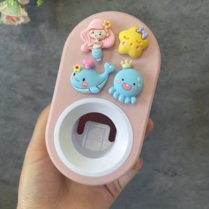 TEMU 1pc 자동 치약 압착기, 3D 귀여운 만화 치약 거치대, 벽걸이 형 펀칭 치약 압착기, 욕실, 욕실 액세서리에 적합