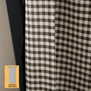 TEMU 브라운 체크 무늬 로드 포켓 커튼 1개, 침실 및 거실용 반적외선 편안한 커튼, 발코니 및 베이 윈도우 장식 및 파티션용 미국 모던 스타일