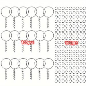 TEMU 200개 DIY 금속 키체인, 스플릿 링 링크 실버 골드 컬러 펜던트 홀더 링, DIY 키체인 주얼리 만들기