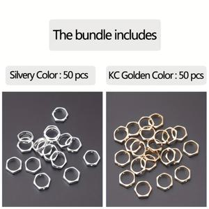 TEMU 100개/50개 10mm/8mm/6mm 은색 둥근 링 링 구슬 스페이서와 금색 타원형 및 -자형 구슬 프레임, 구슬 프레임 커넥터, DIY 목걸이, 팔찌, 귀걸이, 펜던트 주얼리 제작용 액세서리