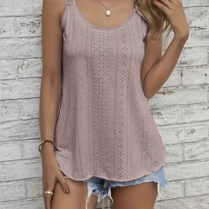 TEMU 패션 여성용 더블 숄더 캐미솔 오프숄더 라운드넥 자카드 펀칭 베스트