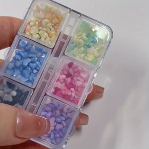 TEMU 240개 6x6 격자 모양 저자극성 마카롱 하트형 네일 아트 추가 세트 - 생생하고 내구성이 뛰어난 네일 아트 추가, 패셔너블한 여성과